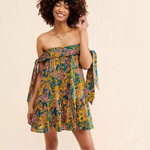 Cleobella Violet Off The Shoulder Floral Mini Dress XS